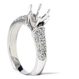  White Gold .40CT Pave Diamond Semi Mount Engagement Ring Jewelry