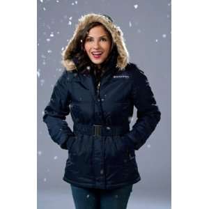   Womens Full Zip Polyfill Belted Parka Jacket