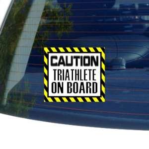  Caution Triathlete on Board   Window Bumper Laptop Sticker 