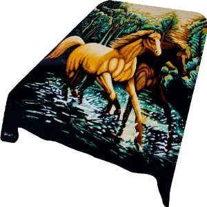Acrylic Mink DB618 Running Horses Blanket 