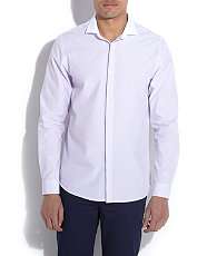   ) Purple Fine Stripe Concealed Placket Shirt  248271950  New Look