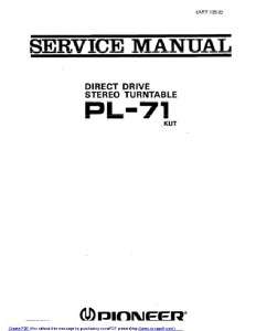 Pioneer PL 71 Turntable Service Manual PDF Formt  