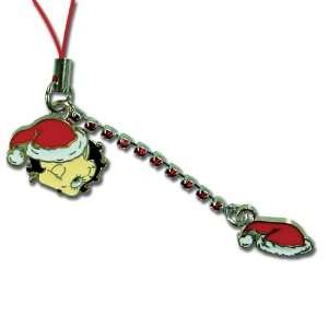   Santa Hat and Second Santa Hat Hanging From Red Rhinestone Chain Cell