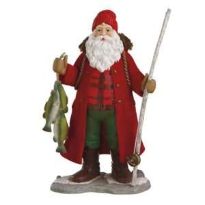  Pack of 2 Mountain Man Santa Fishing Table Top Figurines 