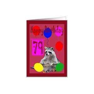 79th Birthday, Raccoon with balloons Card  Toys & Games  