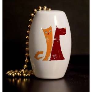  Dog Cat Design Porcelain Fan / Light Pull