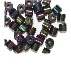  Purple Iris Tube Czech Pressed Glass Beads Arts, Crafts 