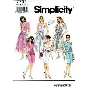 Simplicity 7791 Sewing Pattern Misses Dress Neckline Sleeve Skirt 