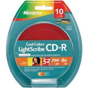  MEMOREX 04538 52X LIGHTSCRIBE COLOR CD RS, 10 CT SPINDLE 