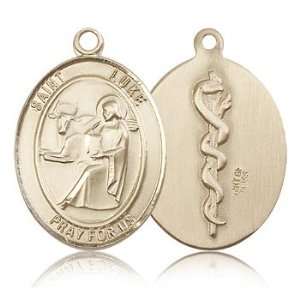  14kt Yellow Gold 1in St Luke the Apostle & Doctor Medal Jewelry