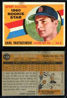 1960 Topps CARL YASTRZEMSKI Rookie Red Sox #148 RC VGEX  