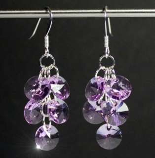 Silber Ohrringe mit SWAROVSKI Kreis flieder violet lila  
