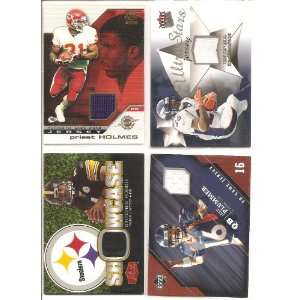 Lot of 4 NFL Authentic Game Worn Jersey Cards. Priest Holmes, Jake 