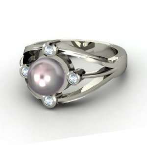  Compass Ring, Lavender Cultured Pearl Sterling Silver Ring 