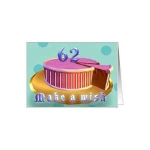  62nd Birthday make a wish Pink cake polka dot stripes 