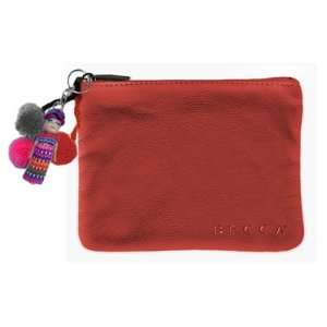  Leather Makeup Tote with Worry Dolls & Pom Poms   Red 