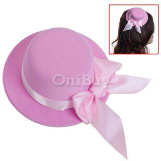 Wedding Party Mini Veil Hat Feather Hair Clip w Bowknot  