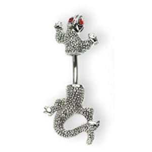  Chameleon Belly Button Navel Ring with Red Gem Eyes with 