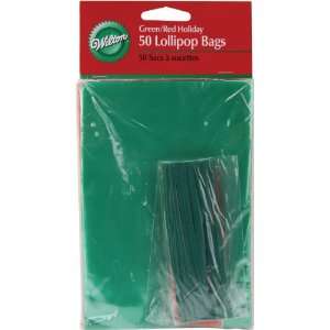  Lollipop Bags 3x4 50/Pkg Holiday Green & Red