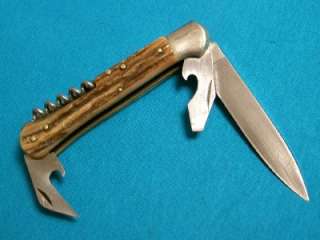   CHIEF STAG LOCKBACK FOLDING HUNTER BOWIE KNIFE GERMAN ITALY OLD  