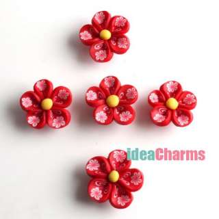   Handmade Multicolor Fimo Flower Polymer Clay Charm Spacer Beads  