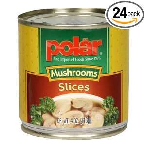 Polar Sliced Mushrooms, 4 Ounce Cans (Pack of 24)  Grocery 
