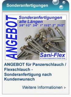 Panzerschlauch, Flexschlauch, DN13, 1/2ÜM x 1/2 AG, alle Längen 