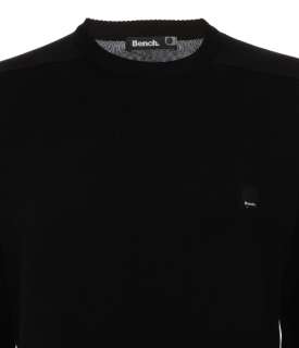 BENCH MENS OFSTED CREW NECK KNIT JUMPER Black BNWT  
