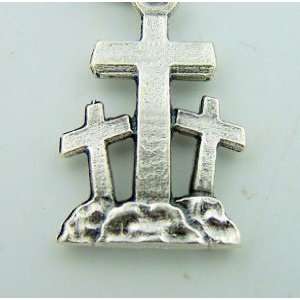 Mini Charm Bracelet Catholic Medal Silver Crucifixion Three  Cross 