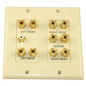  2 Gang 5.1 Surround Sound Distribution Wall Plate   Ivory 
