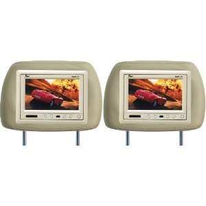 com Pair of Brand New Tview T620pl tan Car Headrests with 6 Tft lcd 