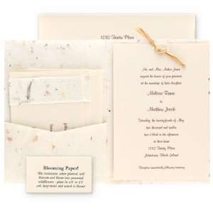  White Floral Blooming Pocket Fold Invitation Wedding 