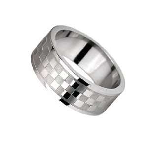   Ring Stainless Steel with Checker Pattern Design   Ring10172 Jewelry