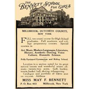  1909 Ad Miss May F Bennett School Millbrook Briarcliff 