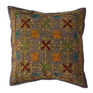 Design Cushion Pillow Cover Set with Sequins, Zari & Thread Embroidery 