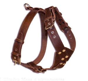 Brown High Quality Leather Walking Dog Harness 33 37 Large wide 