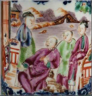   colorful enamel painted scene of several mandarin characters the women