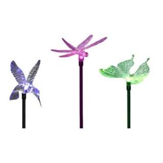 Hummingbird, Butterfly & Dragonfly Solar Garden Yard Stake Lights, 3 
