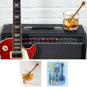GUITAR ICE CUBE MOLD PARTY STICK DRINK STIRRER TRAY  