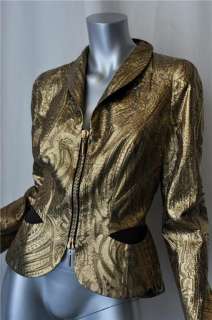 EMANUEL UNGARO Gold *SILK* Lurex Jacket Blazer M 42 NEW  