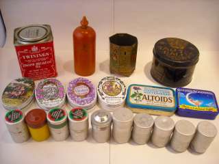 collection of vintage tins containers film canisters  