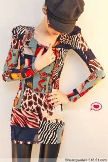   Korea Fashion Women Modish Colorized Geometric Art Puff Shoulder Shirt