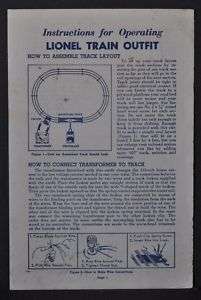 Postwar original Lionel instructions sheet 502 10 5 55  