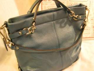 Coach Authentic Brooke Pearlized Blue Leather Hobo Handbag Purse 17165 