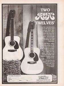 1978 VINTAGE AD Aspen Twelve 12 String Acoustic Guitars  