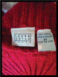Red Super Soft Mock Turtle Neck Sweater Womans Plus SZ 2X Laura Gayle 