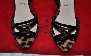 CHRISTIAN LOUBOUTIN Passiflore Leopard Platform Strappy Heels Shoes 