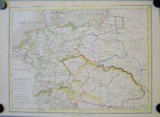 Germany Bohemia Hungary Bavaria Original 1851 Map H/C  
