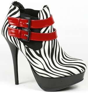   Zebra Fashion Stiletto Platform Ankle Boot 11 us Bamboo Bootie  