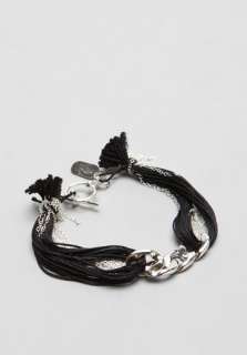 LISA FREEDE Silk & Chain Bracelet in Silver/Black  